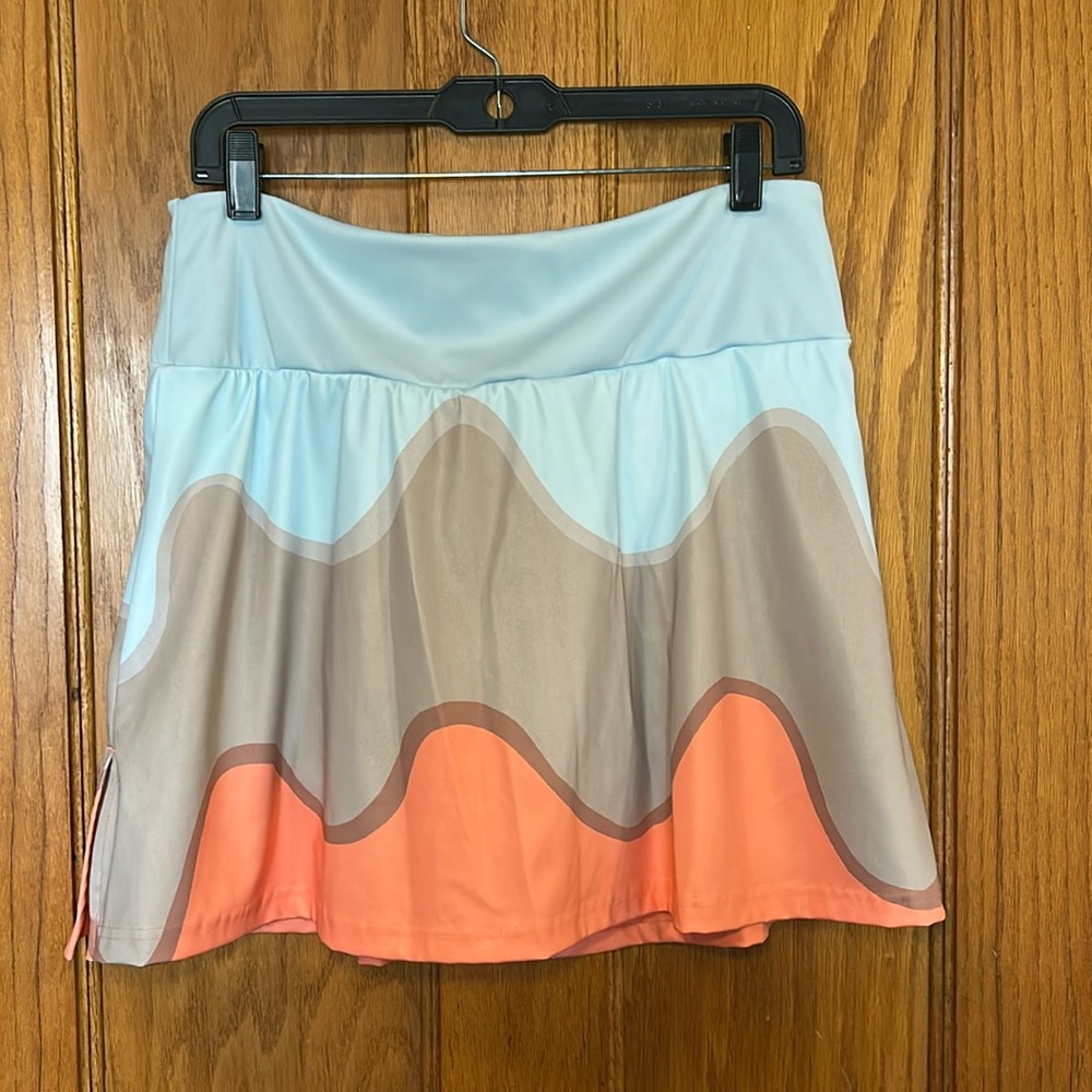Adidas X Marimekko Premium Tennis Skort Multicolor Coral Blue Tan Athletic Large